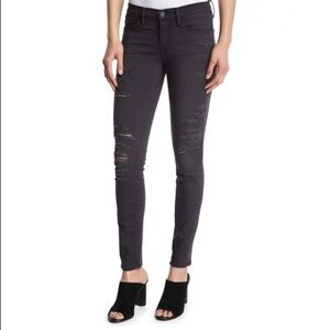 Frame Denim Le Skinny de Jeanne jeans 26 2 washed black ripped ankle mid rise
